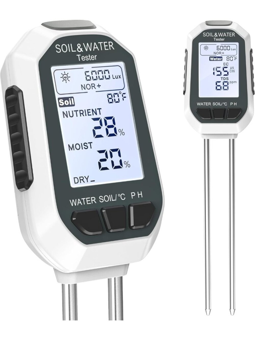 7-in-1 Digital Soil Moisture Meter & Tester - pH, EC, TDS, Temp, Sunlight Tool